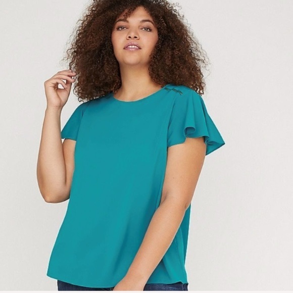 Lane Bryant Tops - NWT Lane Bryant Blue Flutter Sleeve Top